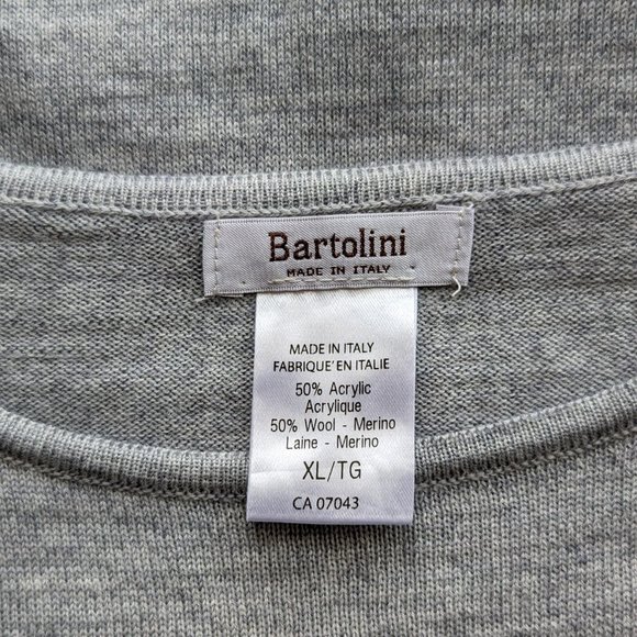 Bartolini Grey Wool Blend Sweater with Ribbed Detail Size XL Made in Italy - Picture 7 of 8